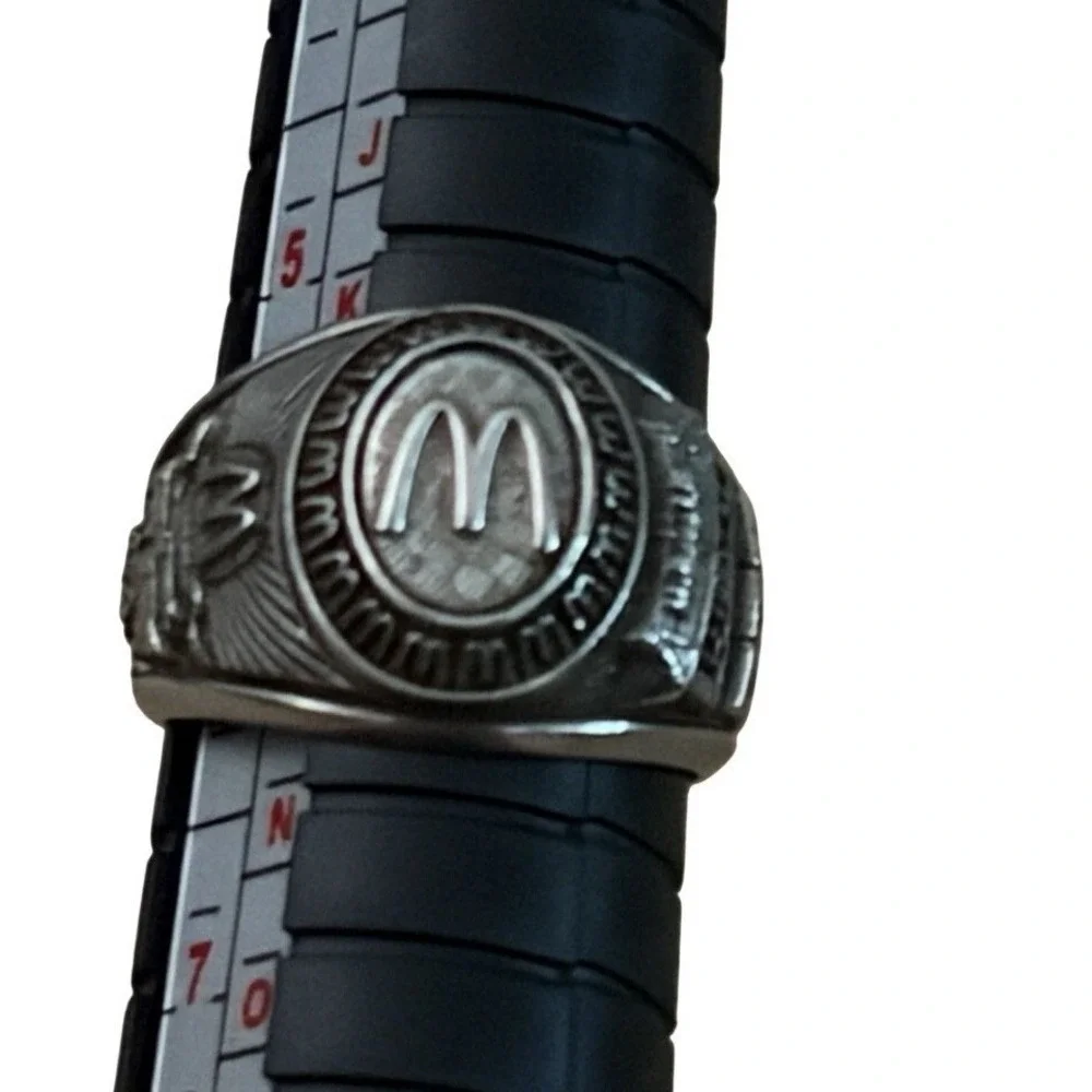 McDonald's Service Ring Vintage Signet Silver Tone 15 Year Logo Size 6 1990s
